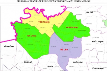 Huyện Mê Linh còn 4 xã: Mê Linh, Yên Lãng, Quang Minh và Tiến Thắng